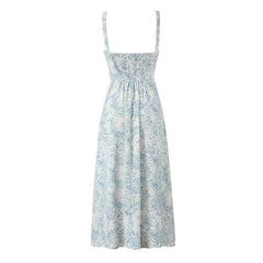 New Women Boho Floral Print Sling Midi Long Dress Sleeveless A-line Casual Holiday Dresses Summer Robe