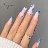 Extra Long Coffin Fake Nail Black And White Plaque False Nails French Ballerina Artificial Full Cover Nail Tips Press On Nail
