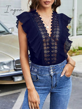 Ingvn - Cutout V-Neck Sleeveless Bodysuit