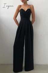 Ingvn - Fashion Casual Solid Patchwork V Neck Loose Jumpsuits(6 Colors)