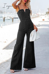 Ingvn - Casual Simplicity Solid Patchwork Regular Jumpsuits