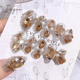 Glitter Fairy Rhinestone False nail Tips for Bride lady Wearable Sweet Crystal Design Press on Nails Mid Length Fake Nail Patch