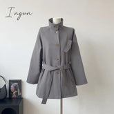 Ingvn - 2023 Autumn Elegant Short Trench Coat Office Lady Korean Style Jacket Coats Women Casual Outwear Fashion Clothing Chic