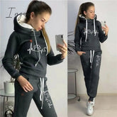 Ingvn - Two Piece Sets Casual Tracksuit Women Hooded Pullover Hoodies and Pants Suit Outfits Female Sweatshirts Autumn Spring Tracksuits
