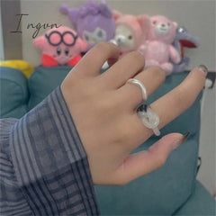 Trend Irregular Colorful Chic Pink Flower Ring for Women Fashion Y2K Cute Resin Ring Statement Aesthetic Jewelry Friend Gifts