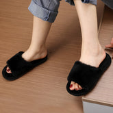 Cozy Fluffy Slippers for Women - Soft Sole, Open Toe, Fuzzy, Memory Foam, Elegant, Slip-on, Fabric Upper, EVA Sole, Solid Color, All-Season Comfortable Shoes for Home