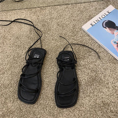 Gladiator Sandals Women's Summer Women's Thick Sole Platform Flat Shoes Women's Fashion Cross Strap Sandals Women's Shoes