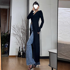 Pphmm 2000s fashion French Royal Sister Style Knitted Split Dress Autumn and Winter New Women's New Year Battle Gown Dress