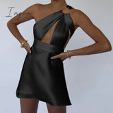 Ingvn - Sexy Hollow Out Bandage Women Dress White Asymmetrical High Waist Mini Dress Women Spring Skinny Fashion Streetwear