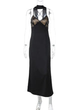 Halter V Neck Sexy Maxi Dress Women Fashion Hollow Out Spaghetti Strap Sleeveless Backless Bodycon Elegant Long Dress