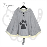 Ingvn - Lolita Cloak Harajuku Hoody Cloak Japanese Angry Cat Christmas Deer Fleece Cape Loose Pullover Batwing Sleeve Hoodie Coat