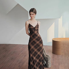 Elegant Retro Casual Maxi Dresses Summer Stripe Bow Halter Dress Straight Slender Dress High Street Party Women's Wear