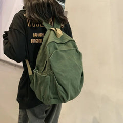 Ingvn New Backpack Fashion Solid Color Casual Simple Large Capacity Zipper Schoolbag Japanese Style Students Rucksack Trend Design