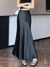 Chic Satin Elegant Long Skirt Women Casual Fashion High Waist Sweet Trumpet Skirts Slim Summer Female Korean Long Skirts
