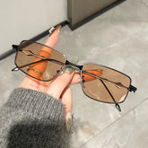 INGVN Rectangle Sunglasses Women Retro Metal Square Men Glasses Luxury Design Eyewear Frames Gold Silver Dark Shades Travel Sun Glass