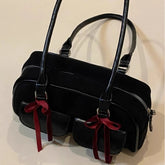 INGVN 2024 New Women Y2k Aesthetic Bow Shoulder Bags Vintage Casual Streetwear Fashion Handbags Trendy All Match Simple Underarm Bag