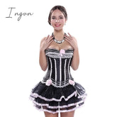 Ingvn - Women's Plus Size Corsets Halloween Country Bavarian Overbust Corset Corset Dresses Classic Retro Tummy Control Lace Stripe Waves Lace Up Nylon Polyester / Cotton Christmas Wedding Party / Bow
