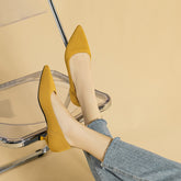 Women's large shoes high-heeled shoes solid color knitted breathable rubber anti-skid sole spring and autumn latex insole