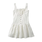 Summer Women Sexy Ruched Chest Corset Style Tank Mini Dress Low Waist Sleeveless Female Holiday Party Robe