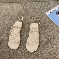 Gladiator Sandals Women's Summer Women's Thick Sole Platform Flat Shoes Women's Fashion Cross Strap Sandals Women's Shoes