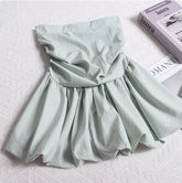 French One Shoulder Pleated Slim Tube Top Women Sexy Waist Ruffled Sleeveless Vests Summer Y2k Solid All Match Tanks