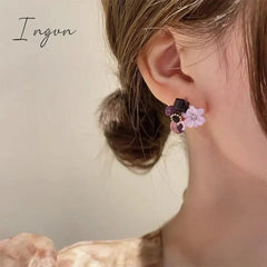 Korean Trendy Cute Opal Crystal Flower Earrings for Women S925 Silver Needle Studs Sweet Elegant Party Jewelry Girlfriend Gifts