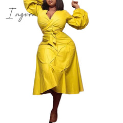 Ingvn - African Dresses For Women Fashion New Africa Summer New Style Puff Sleeve High Waist A line Elegant Night Party Vestidos