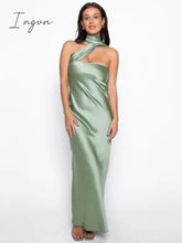 Ingvn - Backless Sexy Maxi Dress Women Halter Strapless Off-shoulder Sleeveless Dresses Elegant Party Club Evening Dress 2023