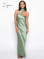 Ingvn - Backless Sexy Maxi Dress Women Halter Strapless Off-shoulder Sleeveless Dresses Elegant Party Club Evening Dress 2023