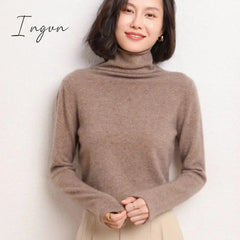 Ingvn - 100% Pure Wool Cashmere Sweater Fall/Winter Pile Collar Pullover Korean Fashion Casual Knitted Tops Women Jacket Long Sleeve