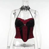 Mall Goth Streetwear Punk Style Halter Neck Crop Top Women Vintage Aesthetics Backless Y2K Tank Top Sexy Camisoles