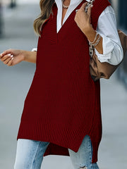Cozy Plus Size Solid Knit V Neck Sleeveless Sweater Vest - Women Plus Size Clothing - Soft, Casual, Warm, and Stylish Top for Fall and Winter Seasons