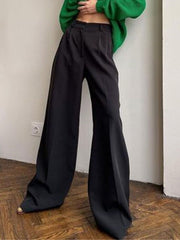 Voguable Women High Waist Pants Casual Loose Office Lady Trousers Spring Summer New Fashion Solid Wide Leg Floor-Length Pants Female