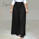 Ingvn - Elegant High Waist Solid Work Trousers Fashion Summer Women Loose Wide Leg Pants Palazzo Oversized Bow Tie Long Pantalon