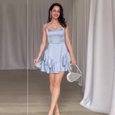 Pphmm hoco dresses Summer New Solid Color Satin Slim Fit Slimming A- line Suspender Skirt