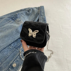 Ingvn Metal Butterfly Women's Mini Shoulder Bag Fashion Chain Ladies Small Crossbody Bags PU Leather Female Dinner Party Clutch Purse