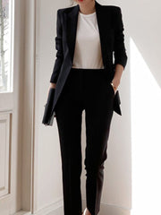 Women Spring Elegant Blazer Pantsuit Casual Jacket Pencil Pants 2 Piece Set Female Slim Fashion Korean Business Work Clothes