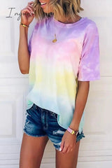 Ingvn - O Neck Tie-dye Multicolor T-shirt