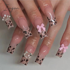 Bow Shaped Nail Art Ballerina False Nails Full Cover Coffin Press on Nails False Nail Detachable Wearable Fake Nails