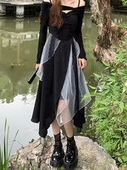 Ingvn - Sexy Strap Midi Dress Woman Casual 2023 Summer Sleeveless Black Vintage Dress Elegant Party One Piece Dress Korean Fashion Slim