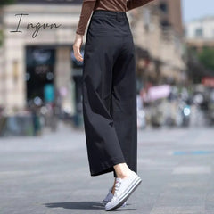 Ingvn - High Waist Wide Leg Pants Women's Spring And Autumn 2023 New Fashion Versatile Crop Pants High Waist Straight Casual Pants