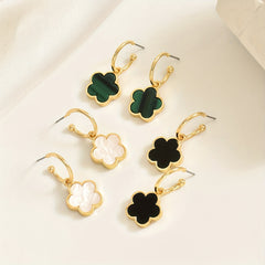 Stunning Clover Drop Earrings - Zinc Alloy Dangle Earrings with Iron Ear Needle, No Plating, Versatile Fashion Accessory for Daily and Party Occasions, Hypoallergenic, Nickel-Free, One Pair