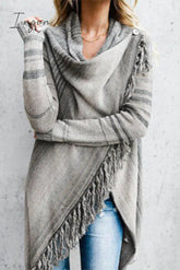 Ingvn - Striped Shawl Sweater 2 Styles