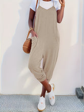 Solid Patched Pockets Overall Jumpsuit, Versatile V-neck Overall Jumpsuit For Spring & Summer, Women's Clothing