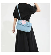 Ingvn Sweet Pink Star Women's Denim Shoulder Bag Chain Handle Ladies Clutch Crossbody Bags Simple Hot Girls Square Tote Purse Handbags