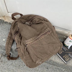 Ingvn Vintage Backpack for Women Canvas Women Rucksack Zipper Casual Medium-Capacity Preppy Style Female Bag