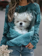 Ingvn - Women's Sweatshirt Pullover Spring 3D Print Basic Blue Dog Street Round Neck Plus Size Long Sleeve
