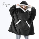 Ingvn - Women‘s Couple‘s Pajamas Nightgown Hoodie Blanket Wearable Blanket Christmas Grid / Plaid Pure Color Plush Simple Comfort Home Party Fleece Warm Gift Patchwork Pocket Fall Winter Black Gray