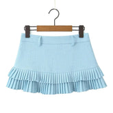 Cool Girl Y2K Pleated Mini Skirt Sexy Low Waist Short Skater Skirts With Shorts Lining