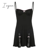 Ingvn - Lace Patchwork Dress Pink Sleeveless Kawaii Sundress Sweet Japanese Style Aesthetic Outfit Y2K Beach Outfit Sexy Hot